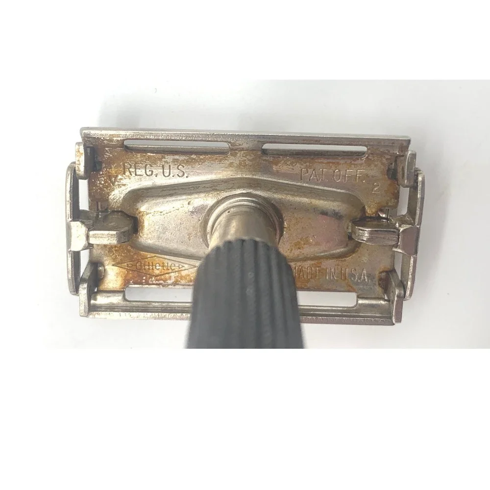 Gillette Super Speed Safety Razor Mens OS Black Silver Butterfly TTO Vintage
